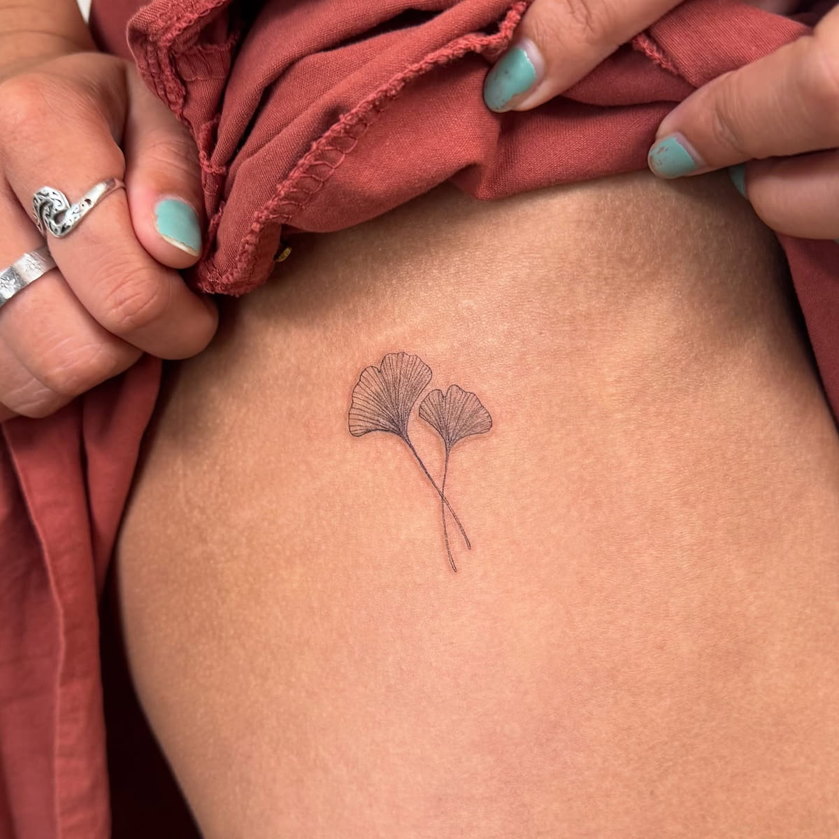 Two ginkgo leaves, another view