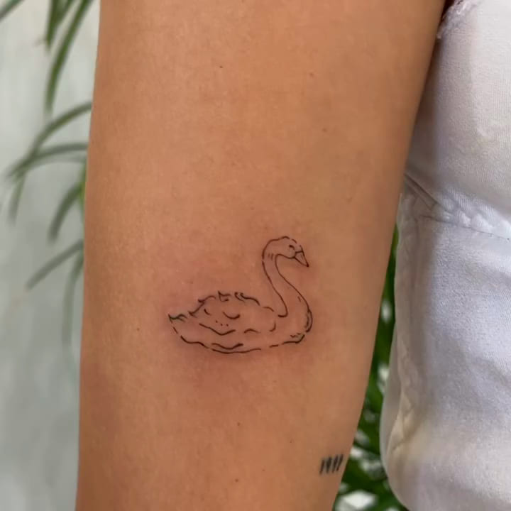 Swan in fine line, fine line tattoo