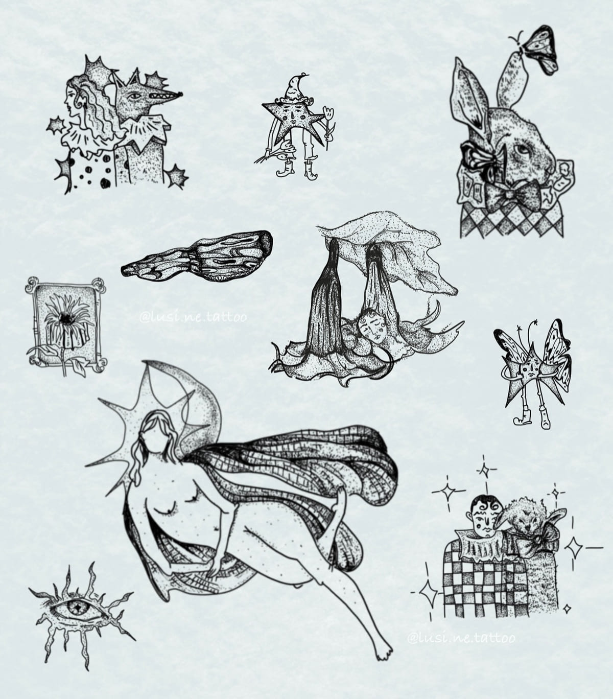 The dark fantasy sheet on a pale ground