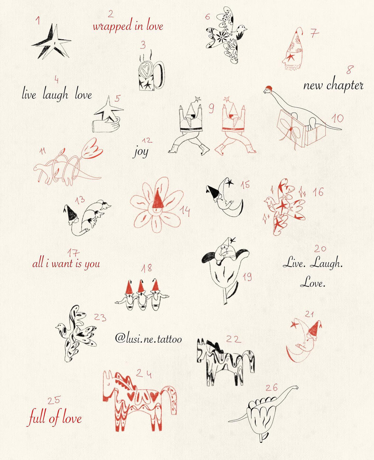 Christmas flash sheet one with design numbers 1 to 26
