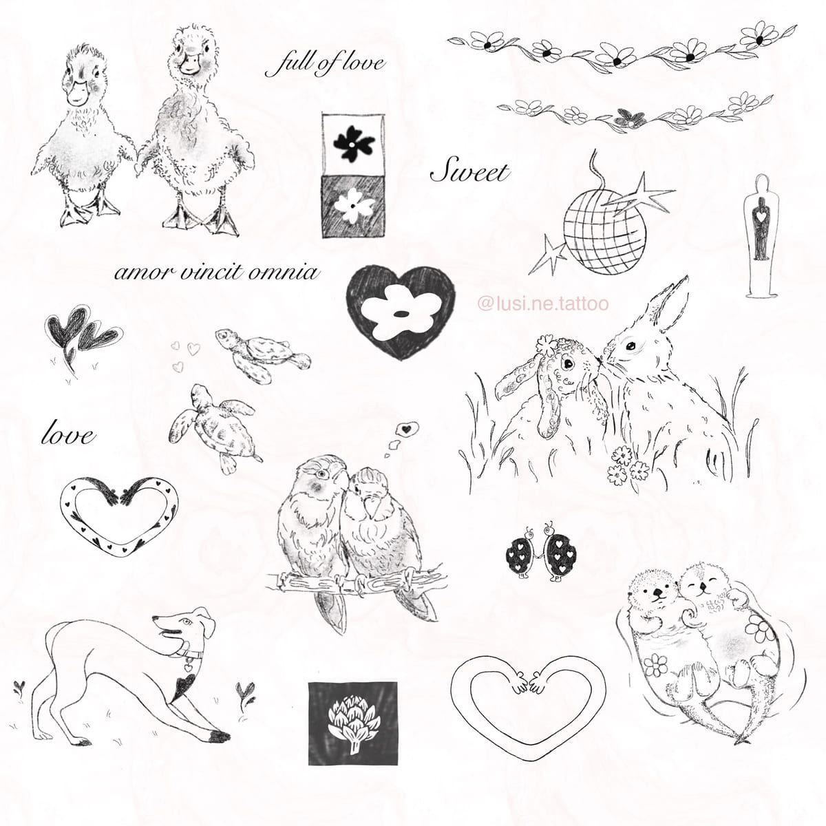 The same Valentine flash sheet in black