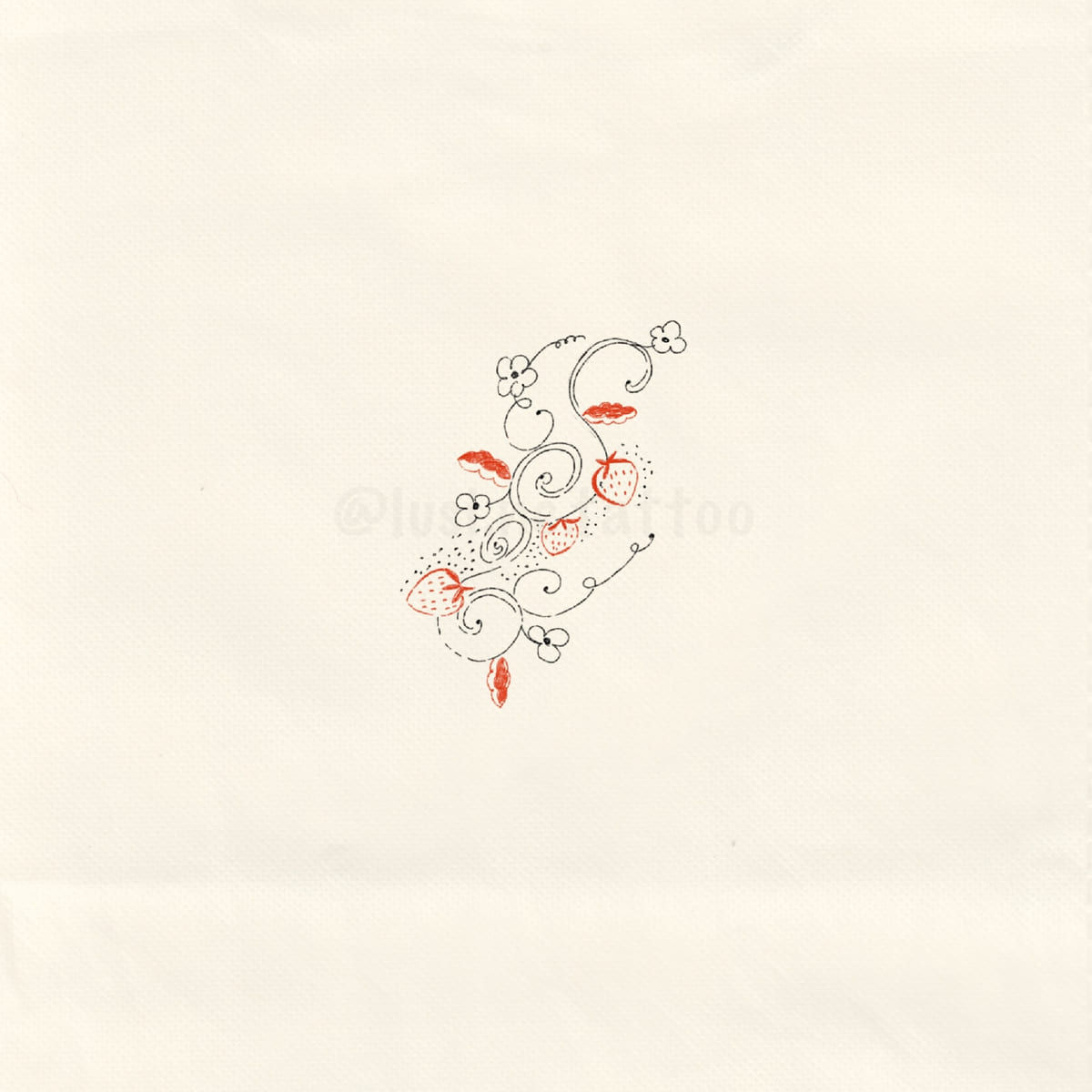 Dotted swirl with red leaves and flowers