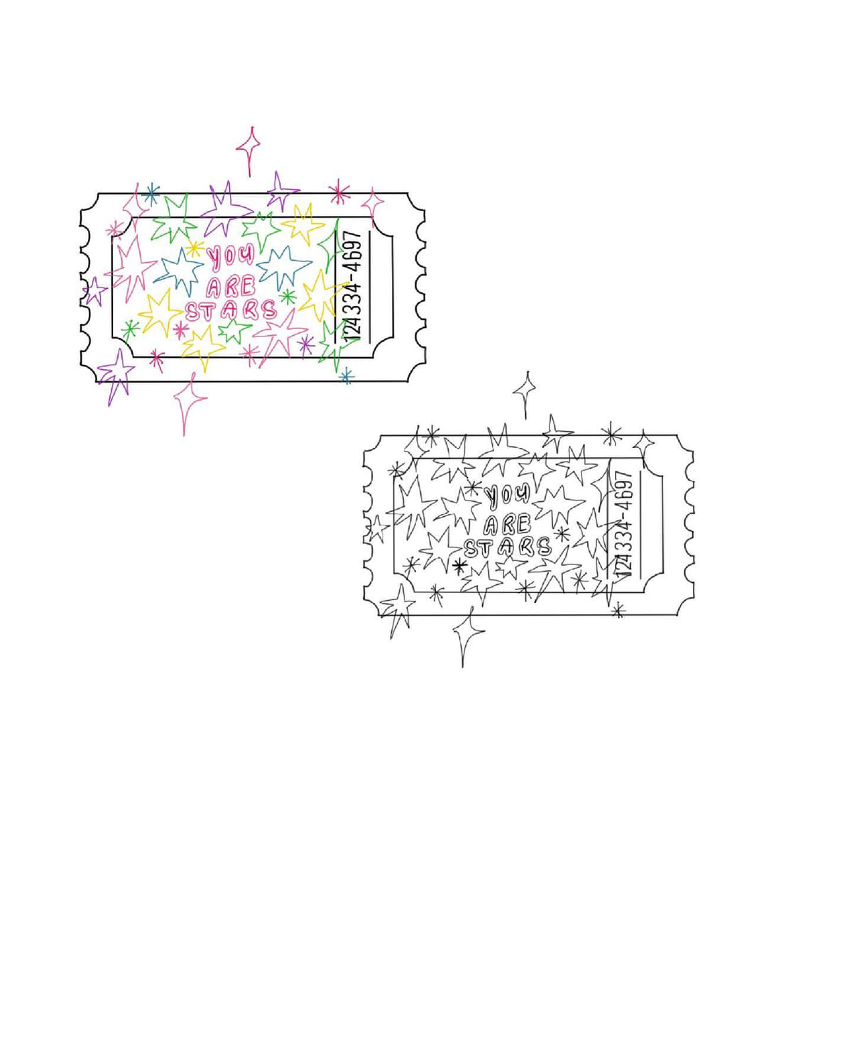 You are stars ticket, in color and in line