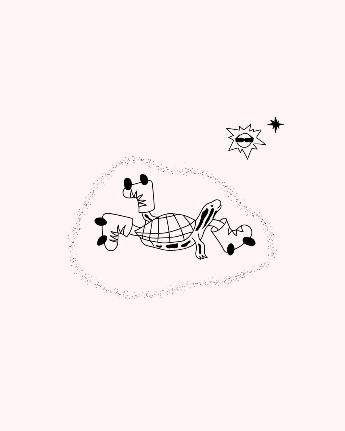 Turtle on its back in sneakers